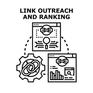 Link outreach and search engine ranking strategy Stock Illustration