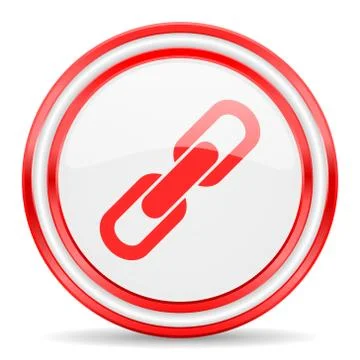 Link red white glossy web icon Stock Illustration