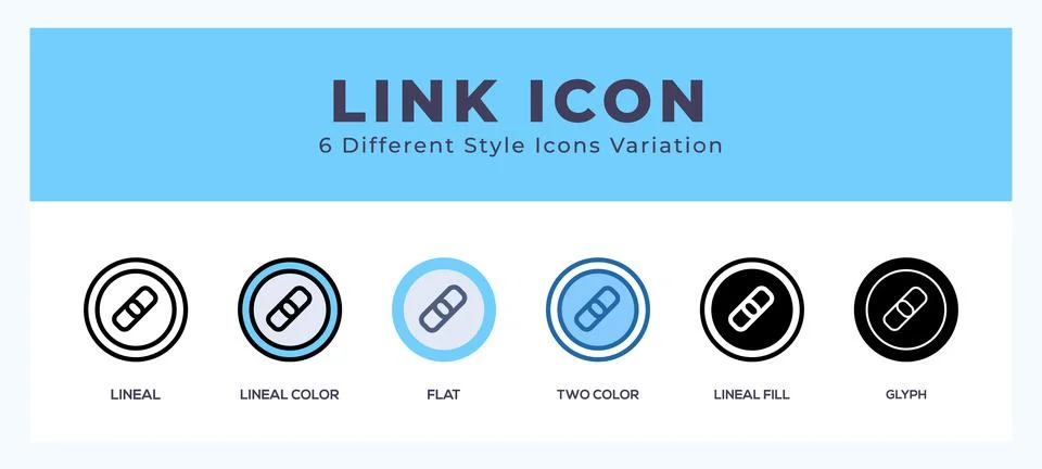 Link set of icons. Vector illustration with different styles. Stock Illustration