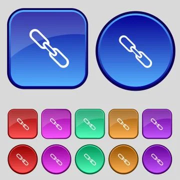 Link sign icon. Hyperlink chain symbol. Set colourful buttons. Vector 스톡 일러스트