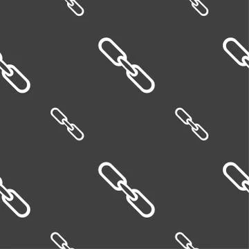 Link sign icon. Hyperlink chain symbol. Seamless pattern on a gray background Illustrazione stock