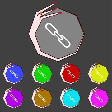 Link sign icon. Hyperlink chain symbol. Set colourful buttons. Stock Illustration