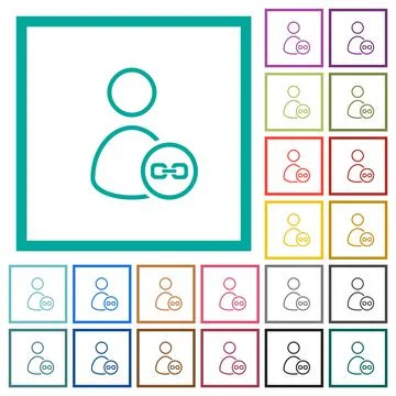 Link user outline flat color icons with quadrant frames Stockillustratie