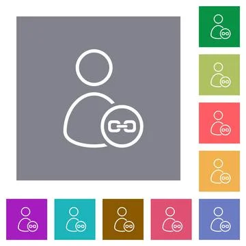 Link user outline square flat icons Stock Illustration