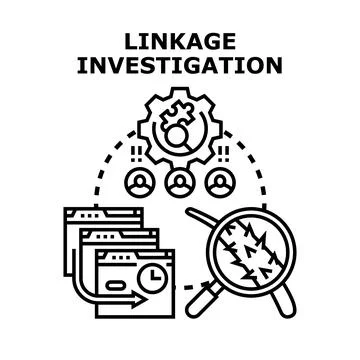 Linkage investigation process with data connection diagram Stock Illustration