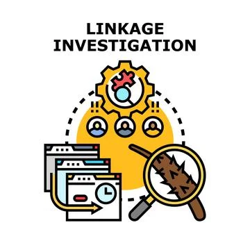 Linkage investigation process with data connection diagram Stock Illustration