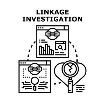 Linkage investigation process exploring connection problems and issue diagnos Stock Illustration