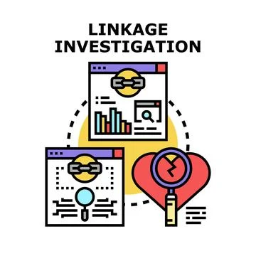 Linkage investigation process exploring connection problems and issue diagnos Stock Illustration