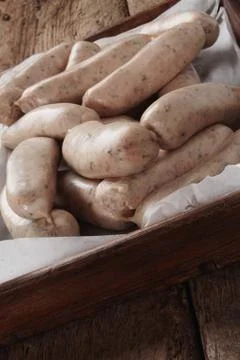Linked british sausages Stock Photos