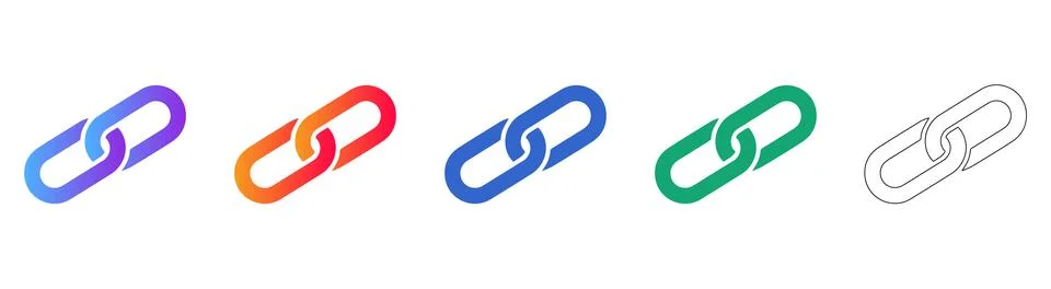 Linked Chain Connection Icon Set 库存插图
