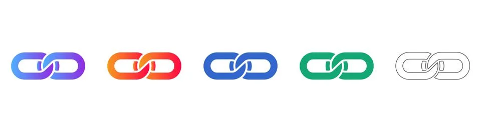 Linked Chain Connection Icon Set Illustrazione stock