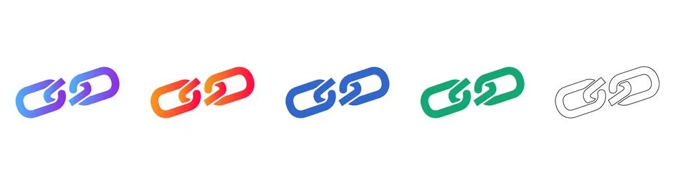 Linked Chain Connection Icons Stock Illustration