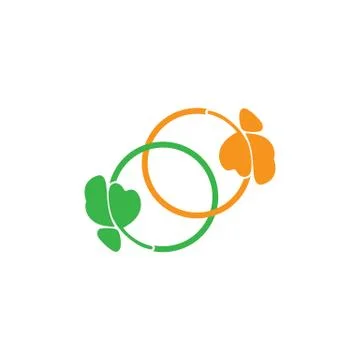 Linked circle leaf geometric logo vector Stock Illustration