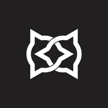 Linked circle triangle object flat logo Stock Illustration