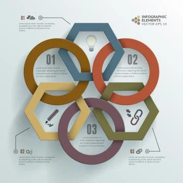 Linked Circles and Polygons Infographic Background Stock Illustration