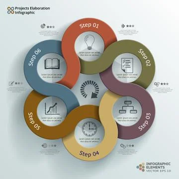 Linked Circles Projects Elaboration Infographic Background Stock Illustration