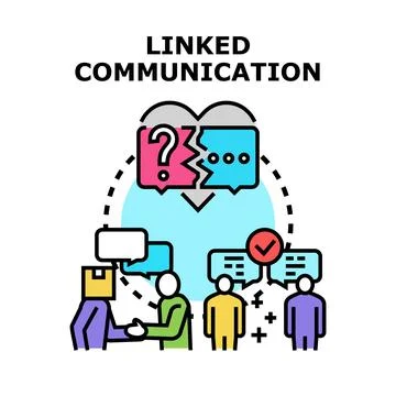 Linked communication resolving problems and achieving agreement Stock Illustration