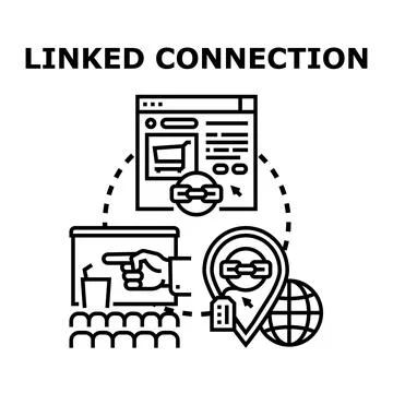 Linked connection concept global digital network, information sharing, and on Stock Illustration