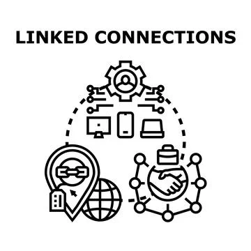 Linked connections global network collaboration concept Stock Illustration