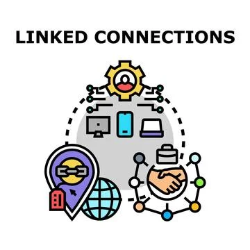 Linked connections global network collaboration concept Stock Illustration