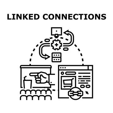 Linked connections vector concept illustration technology Illustrazione stock