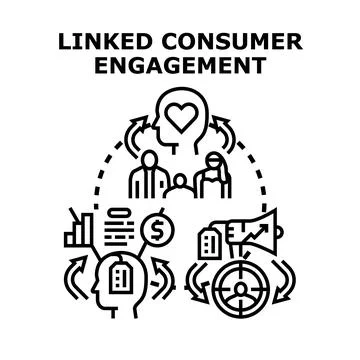 Linked consumer engagement strategy developing for business growth Stock Illustration