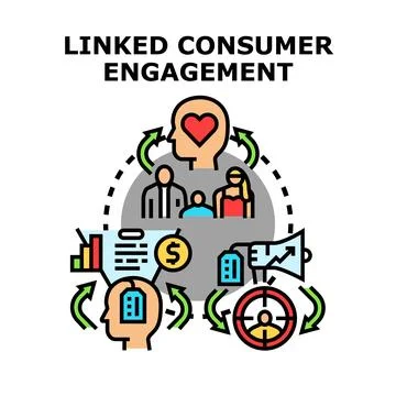 Linked consumer engagement strategy developing for business growth Illustrazione stock