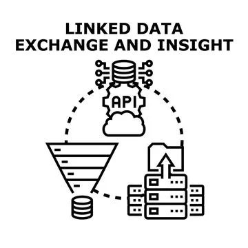Linked data exchange and insight concept illustration Stock Illustration