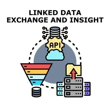 Linked data exchange and insight concept illustration 스톡 일러스트