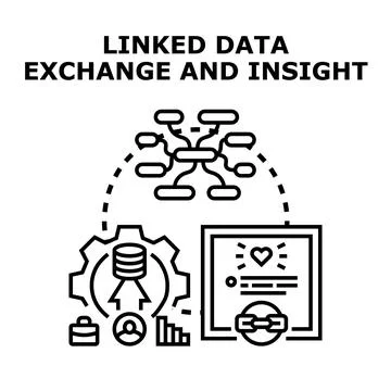 Linked data exchange and insight concept illustration Stock Illustration