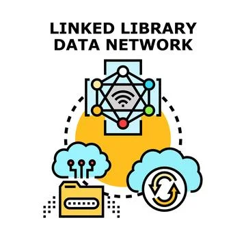 Linked data network connection and sharing concept Illustrazione stock