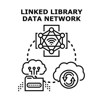Linked data network connection and sharing concept 库存插图