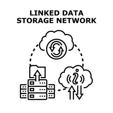 Linked data storage network concept creating connection Stock Illustration