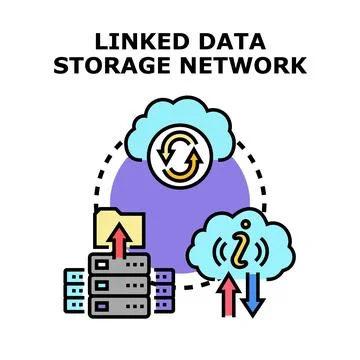 Linked data storage network concept creating connection Stock Illustration