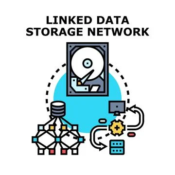 Linked data storage network connecting information and resources Stock Illustration