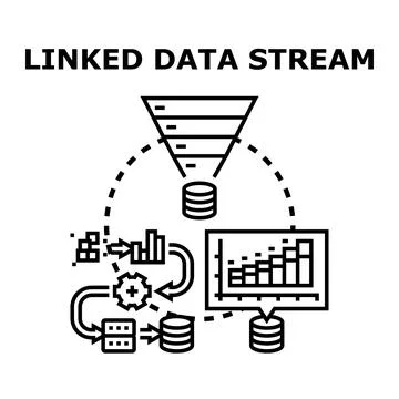 Linked data stream processing analysis concept Stock Illustration