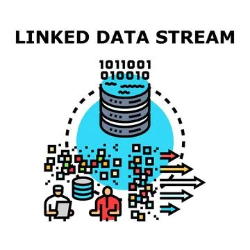 Linked data stream processing and connection concept イラスト素材