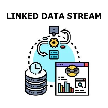 Linked data stream processing and analysis concept Stock-Illustration