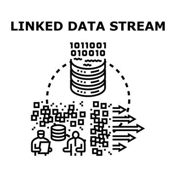 Linked data stream processing and connection concept Illustrazione stock