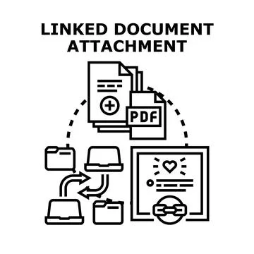 Linked document attachment process and information sharing Illustrazione stock