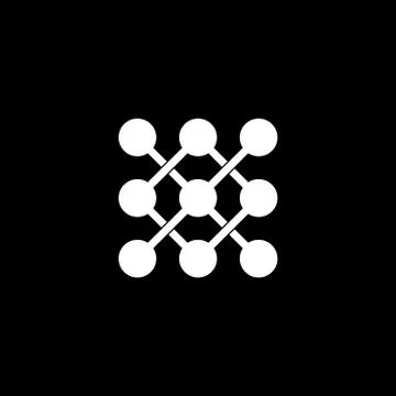 Linked dots network overlapping logo vector Illustrazione stock