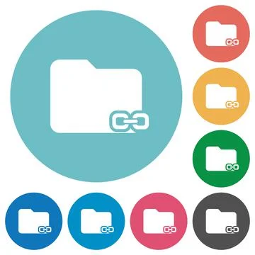 Linked folder flat round icons Stock Illustration