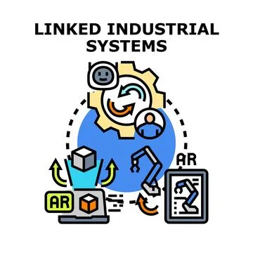 Linked industrial systems concept vector illustration Stock Illustration