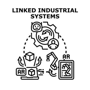 Linked industrial systems concept vector illustration 스톡 일러스트