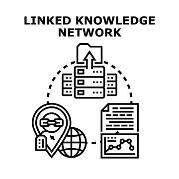 Linked knowledge network concept visualizing data connection Stock Illustration