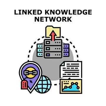 Linked knowledge network concept visualizing data connection 스톡 일러스트