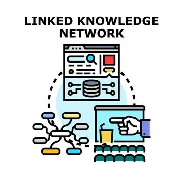 Linked knowledge network connecting information and education Illustrazione stock