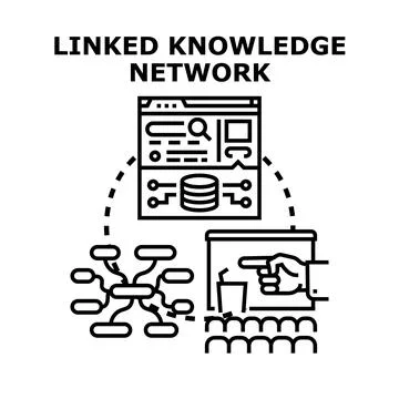 Linked knowledge network connecting information and education Illustrazione stock