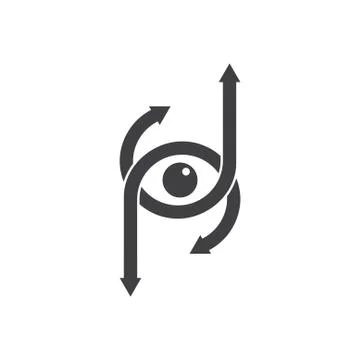 Linked letter j eye design logo vector Stock Illustration