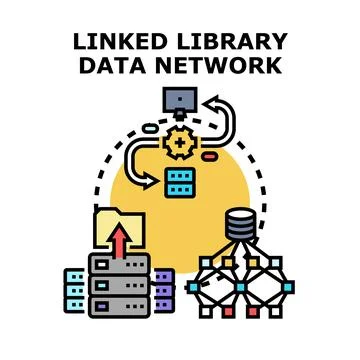 Linked library data network connecting digital information resources Stock Illustration